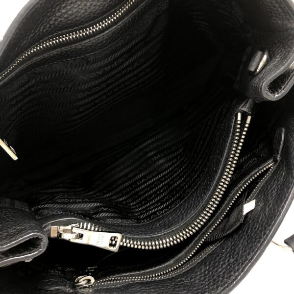 Prada 12 Prada Black Vitello Danio Leather Top Handle Satchel Bag Nero Silver hardware