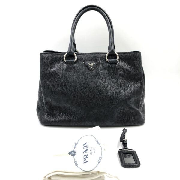 Prada vittelo 1 Prada Black Vitello Danio Leather Top Handle Satchel Bag Nero Silver hardware