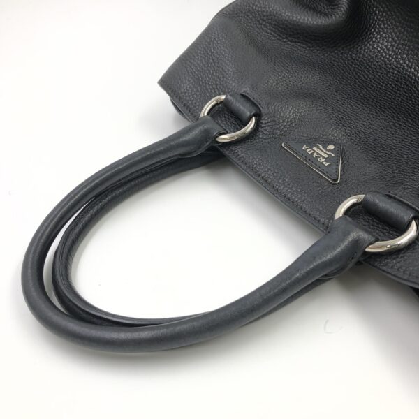 Prada vittelo 11 Prada Black Vitello Danio Leather Top Handle Satchel Bag Nero Silver hardware
