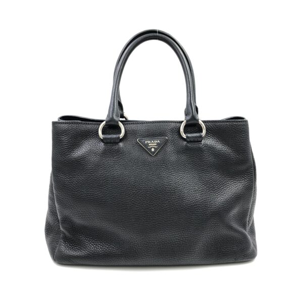 Prada vittelo 2 Prada Black Vitello Danio Leather Top Handle Satchel Bag Nero Silver hardware