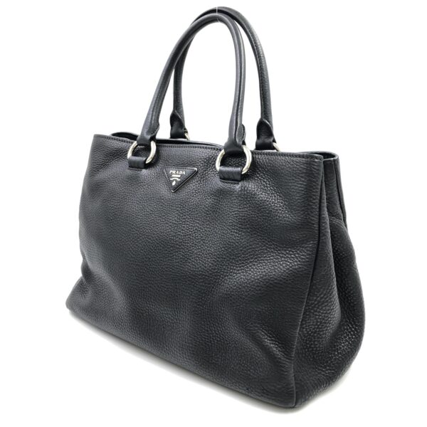 Prada vittelo 4 Prada Black Vitello Danio Leather Top Handle Satchel Bag Nero Silver hardware
