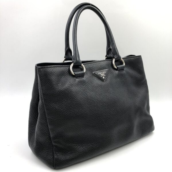 Prada vittelo 6 Prada Black Vitello Danio Leather Top Handle Satchel Bag Nero Silver hardware