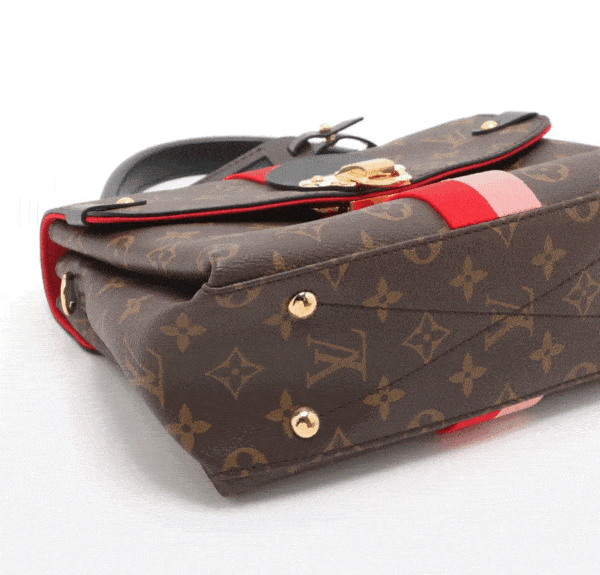Louis Vuitton Georges BB M43866 Monogram Red Pink Stripe Satchel