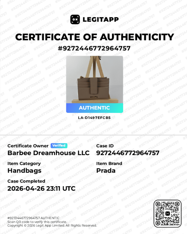 Screenshot 2026-08-17 095727 Prada Beige Textured Leather Card Holder Zip Coin Case Gold Logo