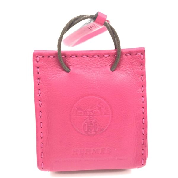 10 (2) Hermès Milo Lambskin Shopping Bag Charm Rose Mexico Pink