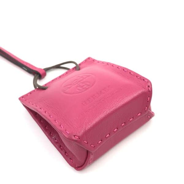 9 (2) Hermès Milo Lambskin Shopping Bag Charm Rose Mexico Pink
