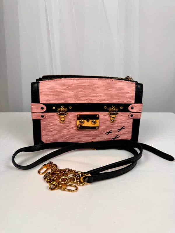 Louis Vuitton M53191 Epi Trunk Clutch Rose Ballerine Pink Black Crossbody Bag