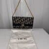 IMG_7186 Vintage Christian Dior Oblique Trotter Chain Shoulder Bag Navy Beige