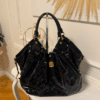 Louis Vuitton Monogram Mahina XL Black Patent Leather Hobo Tote