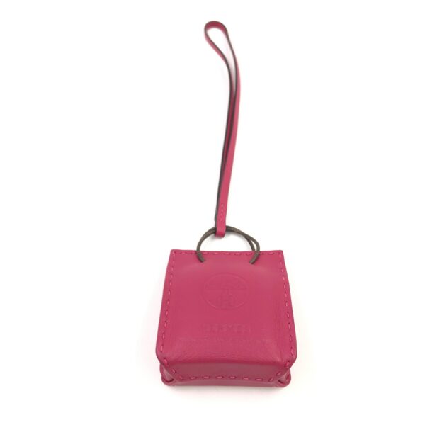 h (1) Hermès Milo Lambskin Shopping Bag Charm Rose Mexico Pink