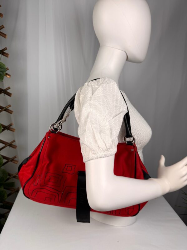 p1-107.jpg Vintage 2003 Christian Dior John Galliano Hardcore Red Canvas Shoulder Bag Rhinestone Clasp