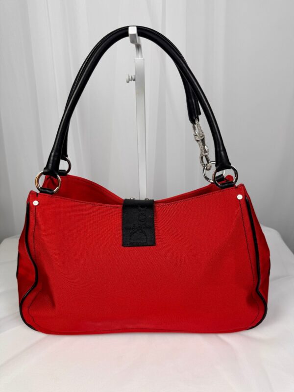 p1-108.jpg Vintage 2003 Christian Dior John Galliano Hardcore Red Canvas Shoulder Bag Rhinestone Clasp