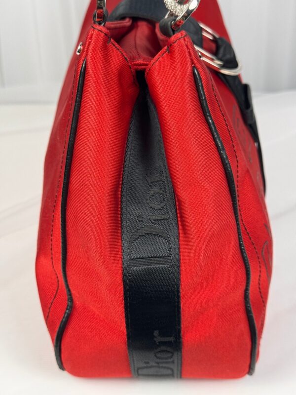 p1-110.jpg Vintage 2003 Christian Dior John Galliano Hardcore Red Canvas Shoulder Bag Rhinestone Clasp