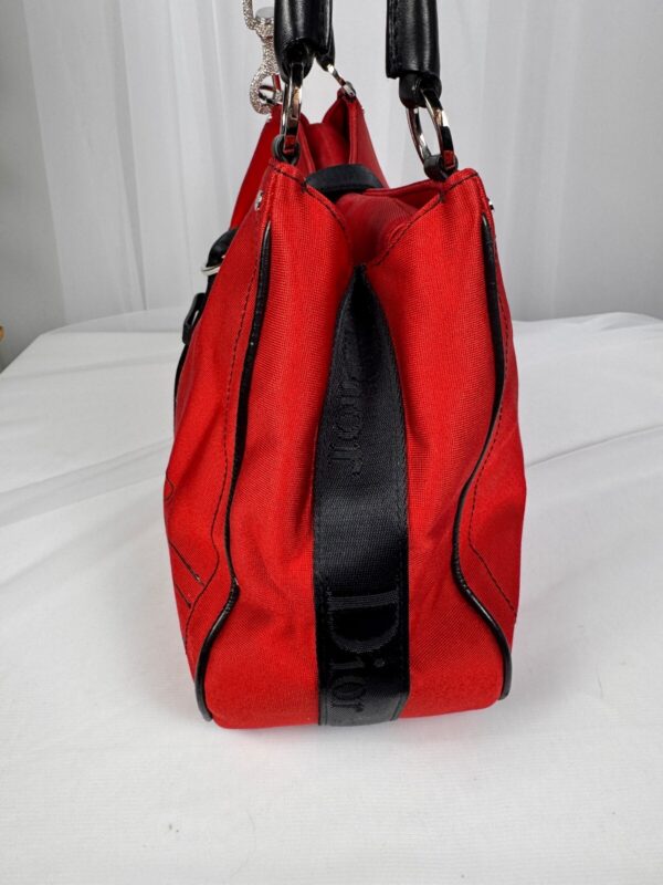 p1-112.jpg Vintage 2003 Christian Dior John Galliano Hardcore Red Canvas Shoulder Bag Rhinestone Clasp