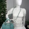 p1-14.jpg Prada Saffiano Lux Dusty Teal / Turquoise Leather Small Dome Satchel Crossbody Bag Gold Hardware