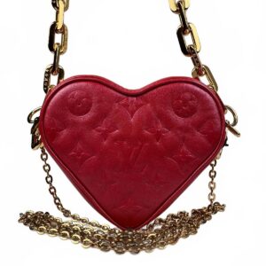 Louis Vuitton M80837 Heart on Chain Lipstick Red Monogram Lambskin Sac Coeur Bag