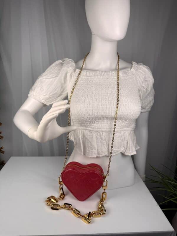 p1-145.jpg Louis Vuitton M80837 Heart on Chain Lipstick Red Monogram Lambskin Sac Coeur Bag