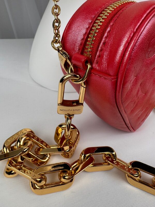 p1-147.jpg Louis Vuitton M80837 Heart on Chain Lipstick Red Monogram Lambskin Sac Coeur Bag