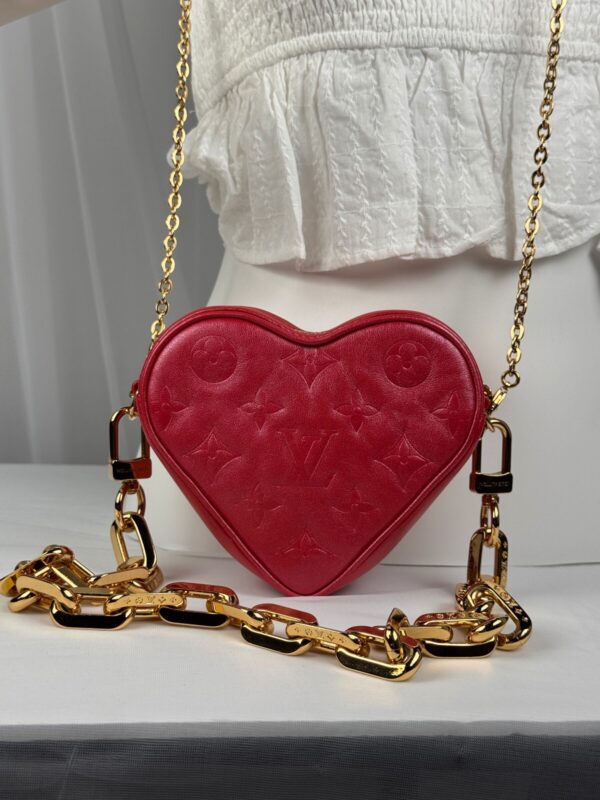 p1-148.jpg Louis Vuitton M80837 Heart on Chain Lipstick Red Monogram Lambskin Sac Coeur Bag