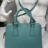 p1-16.jpg Prada Saffiano Lux Dusty Teal / Turquoise Leather Small Dome Satchel Crossbody Bag Gold Hardware