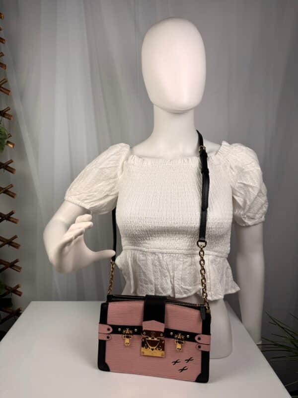 Louis Vuitton M53191 Epi Trunk Clutch Rose Ballerine Pink Black Crossbody Bag