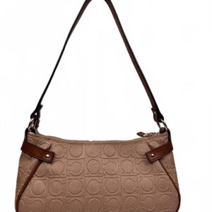 Salvatore Ferragamo Gancini Monogram Shoulder Bag Beige Brown Y2K Baquette