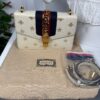 p1-30.jpg Gucci Sylvie Bee Star Ivory Leather Shoulder Bag 524405 Two Straps