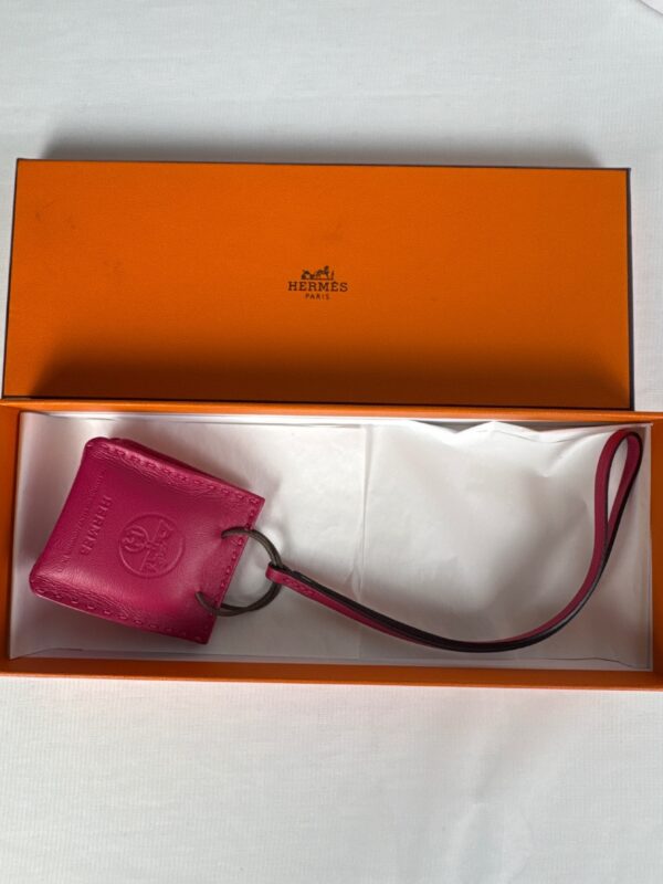 p1-305.jpg Hermès Milo Lambskin Shopping Bag Charm Rose Mexico Pink