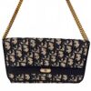 p1-333.jpg Vintage Christian Dior Oblique Trotter Chain Shoulder Bag Navy Beige