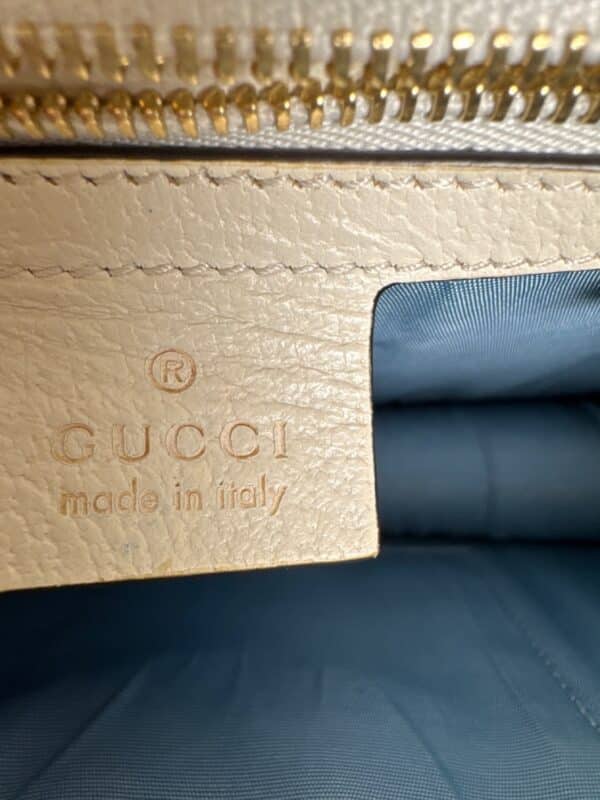 p1-34.jpg Gucci Sylvie Bee Star Ivory Leather Shoulder Bag 524405 Two Straps