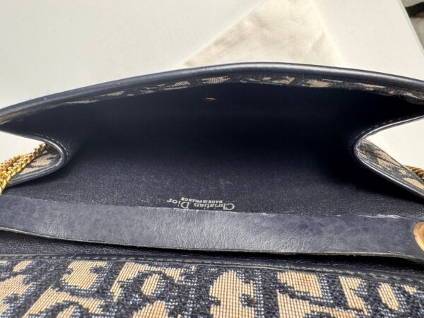 p1-344.jpg Vintage Christian Dior Oblique Trotter Chain Shoulder Bag Navy Beige
