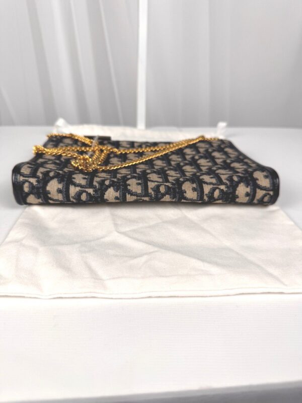 p1-346.jpg Vintage Christian Dior Oblique Trotter Chain Shoulder Bag Navy Beige