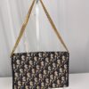 p1-347.jpg Vintage Christian Dior Oblique Trotter Chain Shoulder Bag Navy Beige