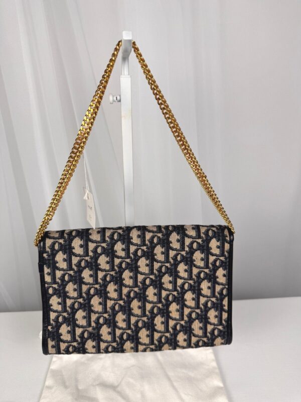 p1-347.jpg Vintage Christian Dior Oblique Trotter Chain Shoulder Bag Navy Beige