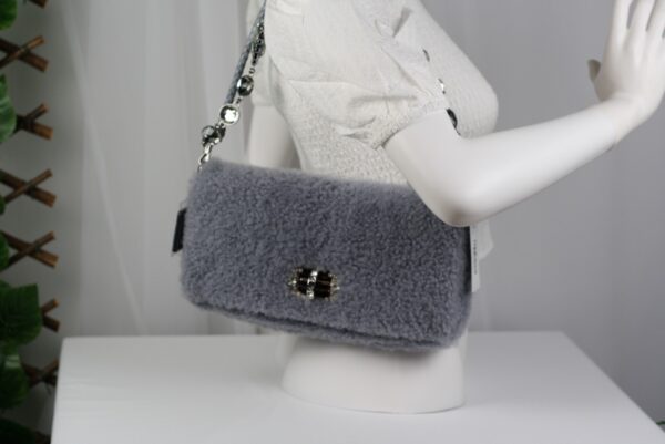 p1-352.jpg Miu Miu Crystal Light Blue Shearling Fur Shoulder Bag 5BD233 Two Straps