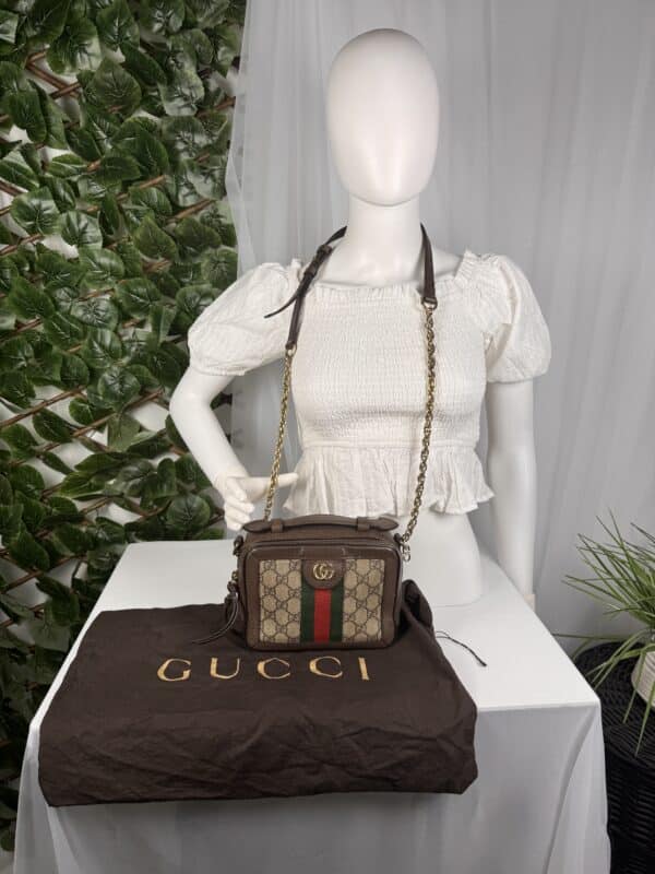 IMG_8649 Gucci Ophidia Mini Top Handle Bag 696180 GG Supreme Canvas