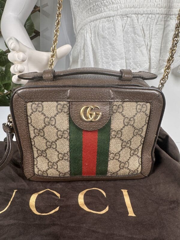 IMG_8650 Gucci Ophidia Mini Top Handle Bag 696180 GG Supreme Canvas