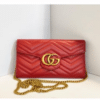 Gucci GG Marmont Red Matelassé Leather Wallet on Chain