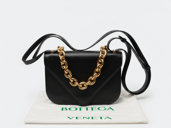 clean_up_and_enhance_remove_bac-0 (7) Bottega Veneta Medium Mount Envelope Bag Black Leather Gold Chain 667398