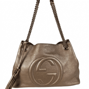 Gucci Soho Medium Metallic Champagne Gold Chain Shoulder Tote 308982