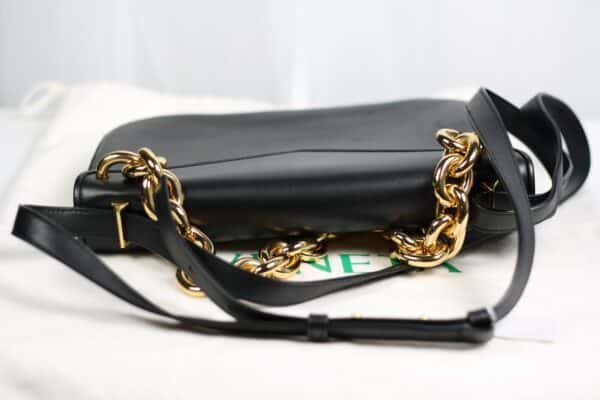 p1-103.jpg Bottega Veneta Medium Mount Envelope Bag Black Leather Gold Chain 667398