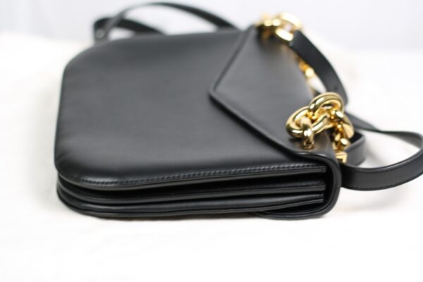 p1-104.jpg Bottega Veneta Medium Mount Envelope Bag Black Leather Gold Chain 667398