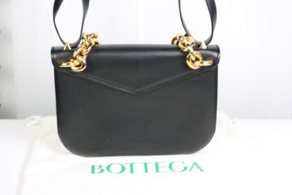 p1-106.jpg Bottega Veneta Medium Mount Envelope Bag Black Leather Gold Chain 667398