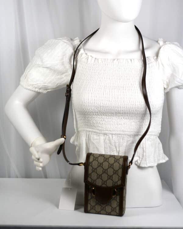 Gucci Horsebit 1955 GG Supreme Mini Crossbody Bag Brown