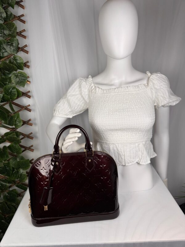 Louis Vuitton Alma MM Amarante Burgundy Monogram Vernis Handbag