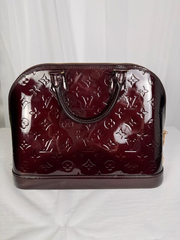 p1-218.jpg Louis Vuitton Alma MM Amarante Burgundy Monogram Vernis Handbag