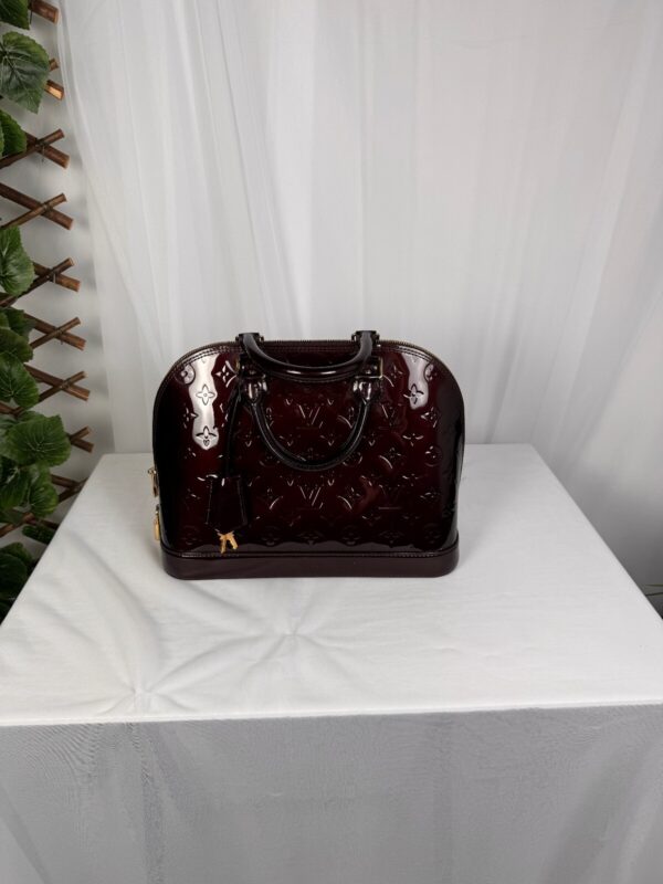 p1-223.jpg Louis Vuitton Alma MM Amarante Burgundy Monogram Vernis Handbag