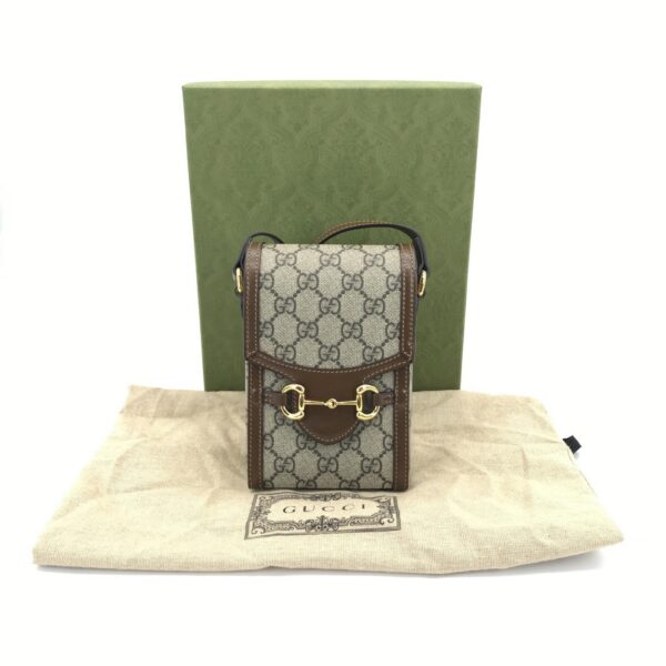 Gucci Horsebit 1955 GG Supreme Mini Crossbody Bag Brown
