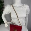 Gucci GG Marmont Red Matelassé Leather Wallet on Chain