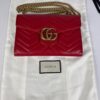 Gucci GG Marmont Red Matelassé Leather Wallet on Chain